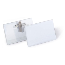 Durable COMBI Clip & Pin Name Badge Holders + Inserts 50 Pack 54x90mm