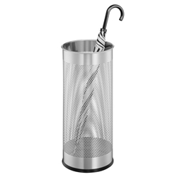 Durable Silver Perforated Steel Umbrella Stand - 29L Capacity - 620mm Height - 260mm Diameter - Image 9