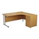 Allegro Crescent Desk And Pedestal : 1600/1200 Crescent Right Hand Silver Legs & 3 Drawer  Desk High Pedestal Oak