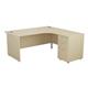 Mezzo Panel 1600 Crescent Desk Right Hand And 3 Drawer Desk High Pedestal Maple