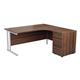 Start Crescent Desk And Pedestal : 1600/1200 Crescent Right Hand White Legs & 3 Drawer  Desk High Pedestal Dark Walnut