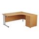 Allegro Crescent Desk And Pedestal : 1600/1200 Crescent Right Hand Silver Legs & 3 Drawer  Desk High Pedestal Beech