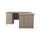 Mezzo Panel 1600 Crescent Desk Left Hand And 3 Drawer Desk High Pedestal Grey Oak