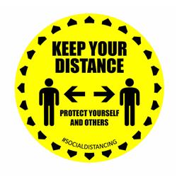 Social Distancing Floor Sticker 300mm dia - Yellow Pk5