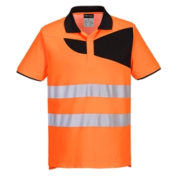 Pw2 Orange/Black Hi-Vis Polo Shirt Short Sleeve ( & Black) 4XL