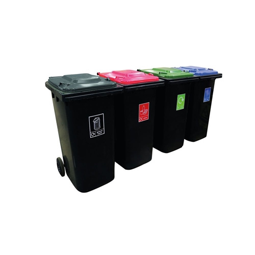 Buy VFM Wheelie Bins 120L With Colour Coded Lids/Stickers (Set of 4