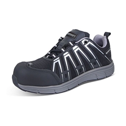 Beeswift Non Metallic S3 Lace Up Water Resistant Trainer 1Pr Black & Grey 4 CF2604