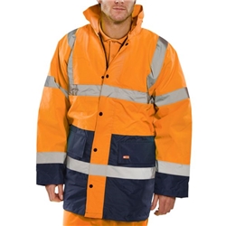 Beeswift Fleece Lined High Visibility Traffic Jacket Orange/Navy Blue 5XL CTJFLTTORN5xL