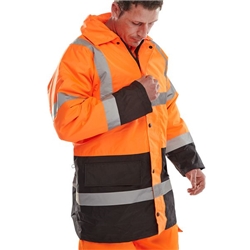 Beeswift Fleece Lined High Visibility Traffic Jacket Orange/Black 2XL CTJFLTTORBL2XL
