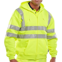Beeswift Zip Up Hooded High Visibility Sweatshirt Saturn Yellow 2XL BSHSSENSY2XL