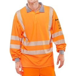 Beeswift Arc Flash Long Sleeve Polo Shirt GO/RT Standards Orange 3XL CARC51OR3XL