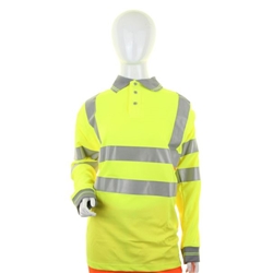 Beeswift Ladies High Visibility Long Sleeve Polo Shirt Saturn Yellow 2XL LPK22SY2XL