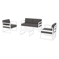 Mykonos Lounge Set - White - Dark Grey Cushions