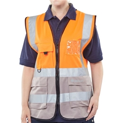 Beeswift High Visibility Two Tone Executive Waistcoat Orange/Grey 2XL HVWCTTORGY2XL