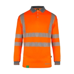 Beeswift Envirowear High Visibility Long Sleeve Polo Shirt Orange L EWCPKLSORL