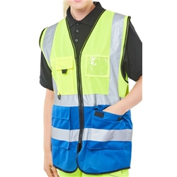 Beeswift High Visibility Two Tone Executive Waistcoat Saturn Yellow/Royal Blue 2XL HVWCTTSYR2XL