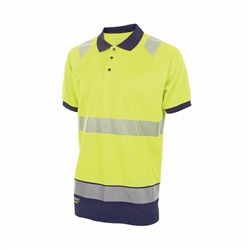 Beeswift High Visibility Two Tone Short Sleeve Polo Shirt Saturn Yellow/Navy 4XL HVTT010SYN4XL