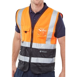 Beeswift High Visibility Two Tone Executive Waistcoat Orange/Black 3XL HVWCTTORBL3XL