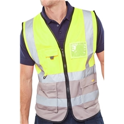 Beeswift High Visibility Two Tone Executive Waistcoat Saturn Yellow/Grey M HVWCTTSYGYM
