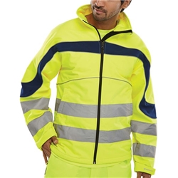 Beeswift Eton High Visibility Soft Shell Jacket Saturn Yellow/Navy Blue 2XL ET40SY2XL