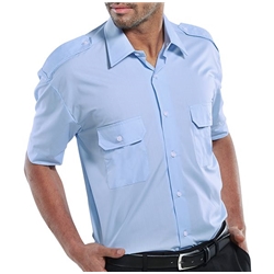 Beeswift Pilot Shirt Short Sleeve Sky Blue 15.5