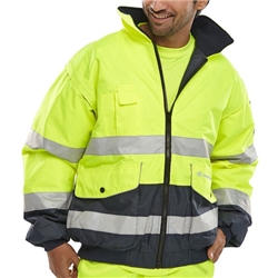 Beeswift Europa High Visibility Bomber Jacket Saturn Yellow/Navy Blue 2XL EBJSYN2XL