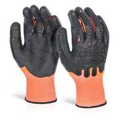 Beeswift Cut Resistant Fully Coated Impact Gloves 1Pr Orange S GZ61ORS