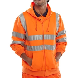 Beeswift Zip Up Hooded High Visibility Sweatshirt Orange 3XL BSHSSENOR3XL