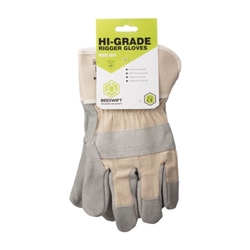 Beeswift Canadian Leather Rigger Gloves 1Pr Grey One Size BS040
