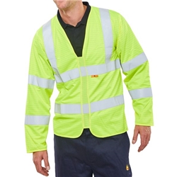 Beeswift Fire Retardant High Visibility Long Sleeve Jerkin Saturn Yellow 3XL CFRPKJSY3XL