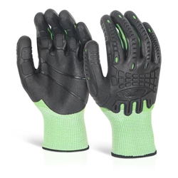 Beeswift Cut Resistant Fully Coated Impact Gloves 1Pr Green S GZ62GS