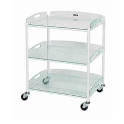 Sunflower Dressing Trolley 66cm Wide 3 x Glass Effect Trays