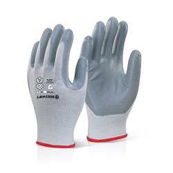 Beeswift Nitrile Foam Nylon Gloves Grey 7 NFNG07