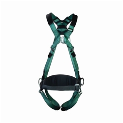 MSA V-Form Full Body Back Chest Hip D-Ring Qwik-Fit Safety Harness with Waistbelt Grn XS MSA10206048