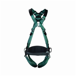 MSA V-Form Full Body Back Chest Hip D-Ring Qwik-Fit Safety Harness with Waistbelt Grn XL MSA10206050