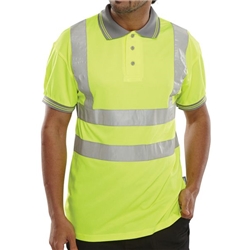 Beeswift High Visibility Short Sleeve Polo Shirt Saturn Yellow 4XL BPKSENSY4XL