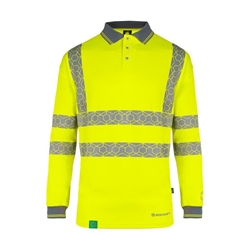 Beeswift Envirowear High Visibility Long Sleeve Polo Shirt Saturn Yellow 4XL EWCPKLSSY4XL