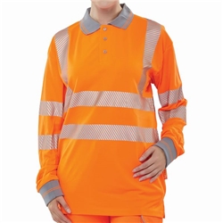 Beeswift High Visibility Executive Long Sleeve Polo Shirt Orange 3XL BPKEXECLSOR3XL