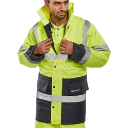 Beeswift Fleece Lined High Visibility Traffic Jacket Saturn Yellow/Navy Blue 4XL CTJFLTTSYN4XL
