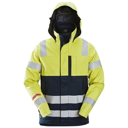 Snickers 1361 Protecowork Waterproof Shell Jacket High Visibility Class 3 Yellow/Navy XL [Regular]