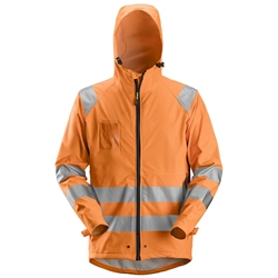 Snickers 8233 High Visibility PU Rain Jacket Class 3 Orange Xtra Small