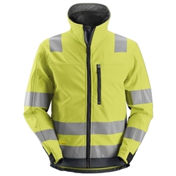 Snickers 1230 Allroundwork High Visibility Softshell Jacket Class 3 Yellow/Steel Grey Xtra Small [Regular]