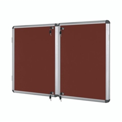 Bi-Office Enclore Display Case; Burgundy Felt Surface; 2 Lockable Acrylic Doors; Aluminium Frame; 1830x1230mm - 32x A4