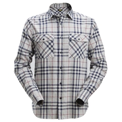 Snickers 8516 Allroundwork Flannel Checked Long Sleeve Shirt Ash Grey/Chili Red 2XL