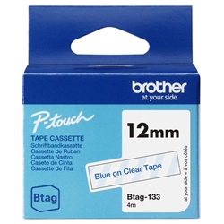 Brother 12mm Blue on Clear Labelling Tape- BTAG133