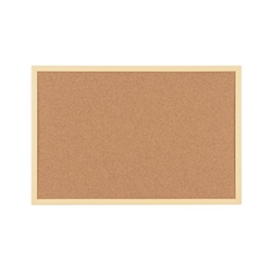 Bi-Office Pastel Cork Notice Board; 60x40cm; Cork Surface; Pastel Yellow-Lined MDF Frame