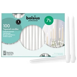 Bolsius Tapered Candles 10 Inch White 7 Hour Burn 100's