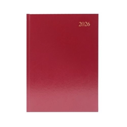 5 Star Desk Diary Day Per Page A5 Burgundy 2026 KFA51BG26