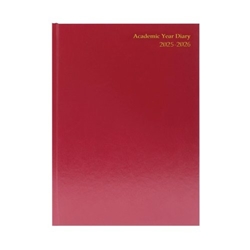 5 Star Academic Diary Week To View A4 Burgundy 2025-2026 KF3A4ABG25