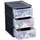 Fixtures Black Stackable 3 Drawer Tower - PACK (4)